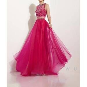 NEW STUDIO 17 women's crop top ball gown in fuchsia